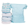 thumbnail image 3 of Simple Being Reusable Cloth Diapers,6 Pack Pocket Adjustable Size,Waterproof Cover,6 Inserts,Wet Bag, Double Gusset (Stripes), 3 of 6