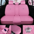thumbnail image 3 of Red Rain Pink Seat Covers Full Set Leather Auto Seat Covers 9PCS Front & Rear Seat Covers with Airbag Compatible Universal Fit Most Car Auto Suv (WM-Pink), 3 of 6
