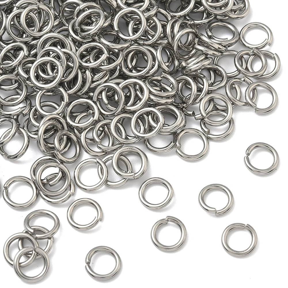 Resistant 304 Stainless Steel Open Jump Rings Stainless Steel Color 9x1.5mm Inner Diameter: 6mm