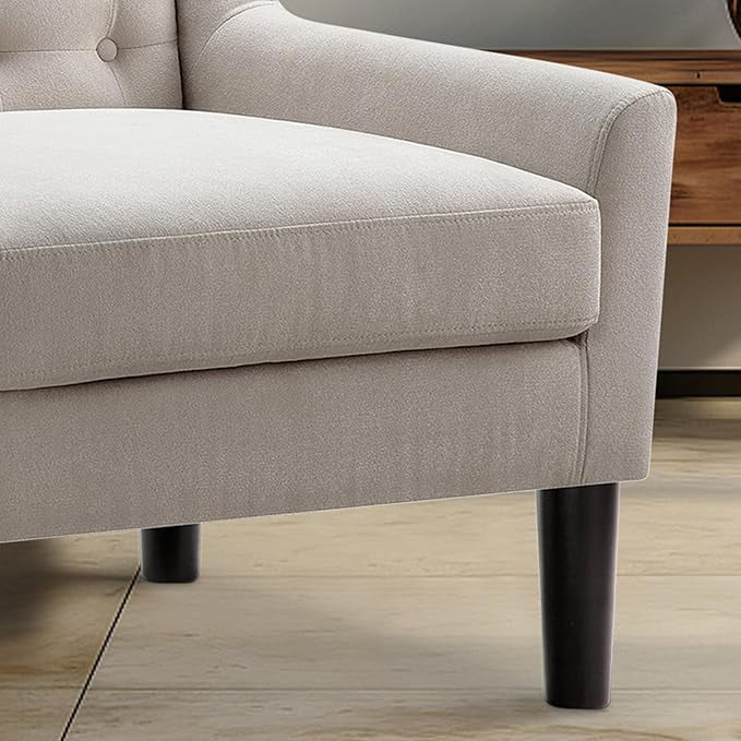 BSHTI modern style Tufted Upholstered Loveseat,with Removable Back Cushions,Sturdy Construction,Linen Blend Upholstery,Square Arm
