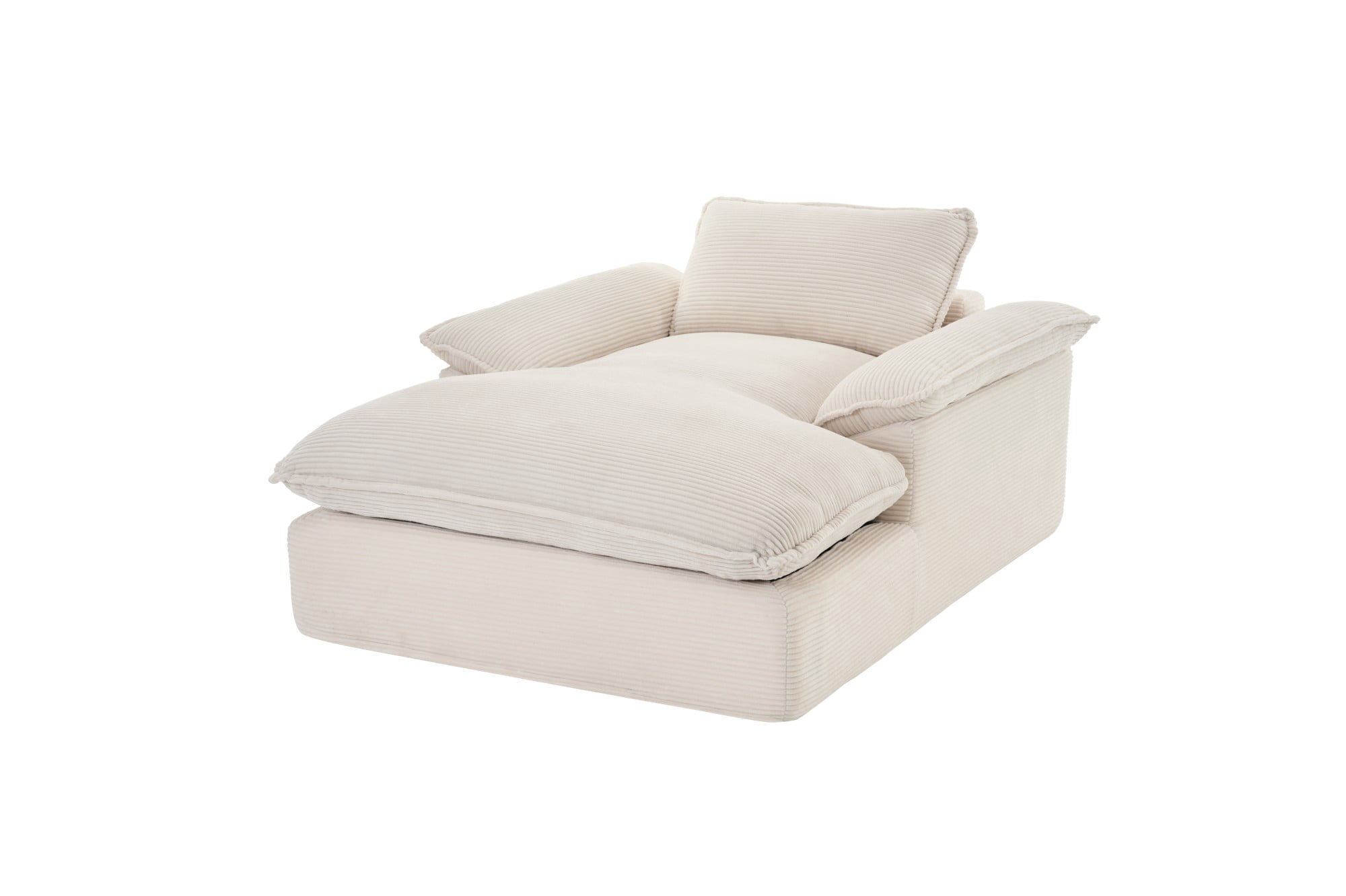 Aukfa 51.2" Oversized Chaise Lounge Chair Indoor, Corduroy Upholstered Sofa Couch with Pillow Armrests, Sleeper Sofa Chair for Living Room Bedroom Office, Corduroy