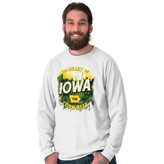 Farming Long Sleeve Tees Shirts T-Shirts Iowa Heart Of The Corn Farmer IA State Pride