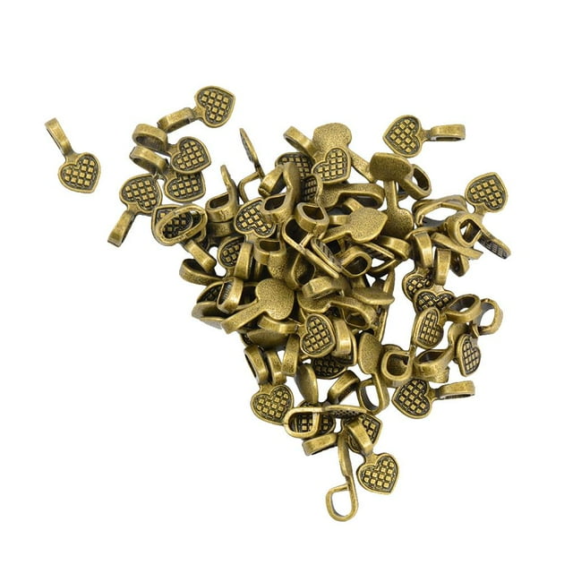 Fianzas de almohadil pna adhesivas de bronce en apariencia de de 100 piezas para colgantes artesanales BLESIY Heart Glue en Bails