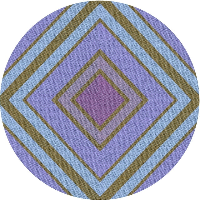 Ahgly Company Tapis Rond Lavable en Machine Intérieur Transitionnel Bleu Columbia, 8 Pieds Rond