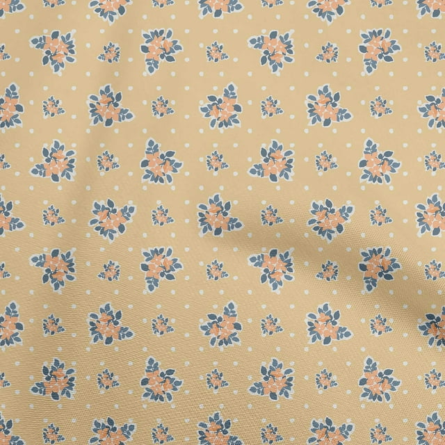 oneOone Tissu Polyester Spandex Beige Foncé Matériel de Robe Florale Tissu Imprimé Tissu au Mètre 56 Pouces de Large