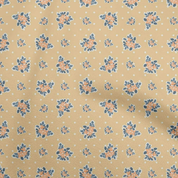 oneOone Rayon Dark Beige Fabric Floral Fabric For Sewing Printed Craft Fabric By The Yard 56 Inch Wide
