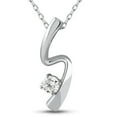 thumbnail image 1 of 1/4ct Solitaire Diamond 14k White Gold Freeform Pendant & Chain Womens Jewelry, 1 of 3