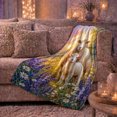 thumbnail image 6 of Sheep Lamb Wildflower Meadow At Sunset, Peaceful Rustic Scene, Warm Flannel Blanket for Ranch House and Living Room, Animal Lovers Birthday Gift, Rustic Home Decor, 6 of 9