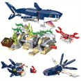 thumbnail image 1 of 3 IN 1 Creative Mechanical Gear Building Blocks, Underwater World Shark Squid Lantern Fish Crab Building Blocks, 1 of 4