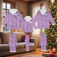 thumbnail image 4 of Hxshgdsn Family Pajamas Set Matching Striped Button Down Long Sleeve Tops And Straight Leg Pants Loungewear 2Pcs Purple Dad M, 4 of 7