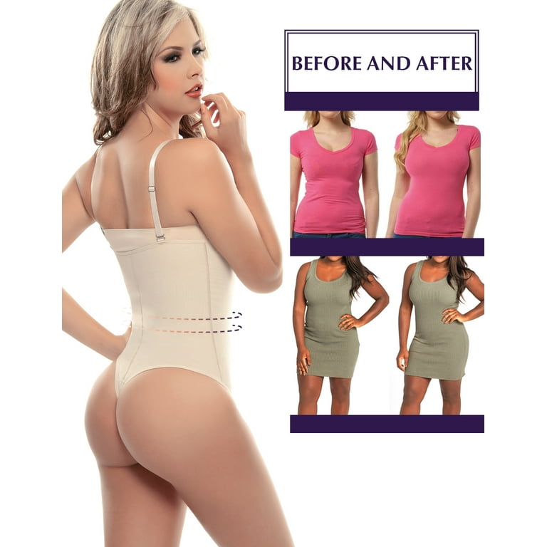 Siluet 1003 Fajas Colombianas Bodysuit Shapewear High Compression Thong  Girdle with Control Slimming 