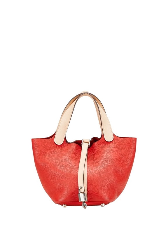 Pre-Owned Hermes Herms Picotin Lock Touch PM Handbag in Rouge Tomato, Rose... (Good)