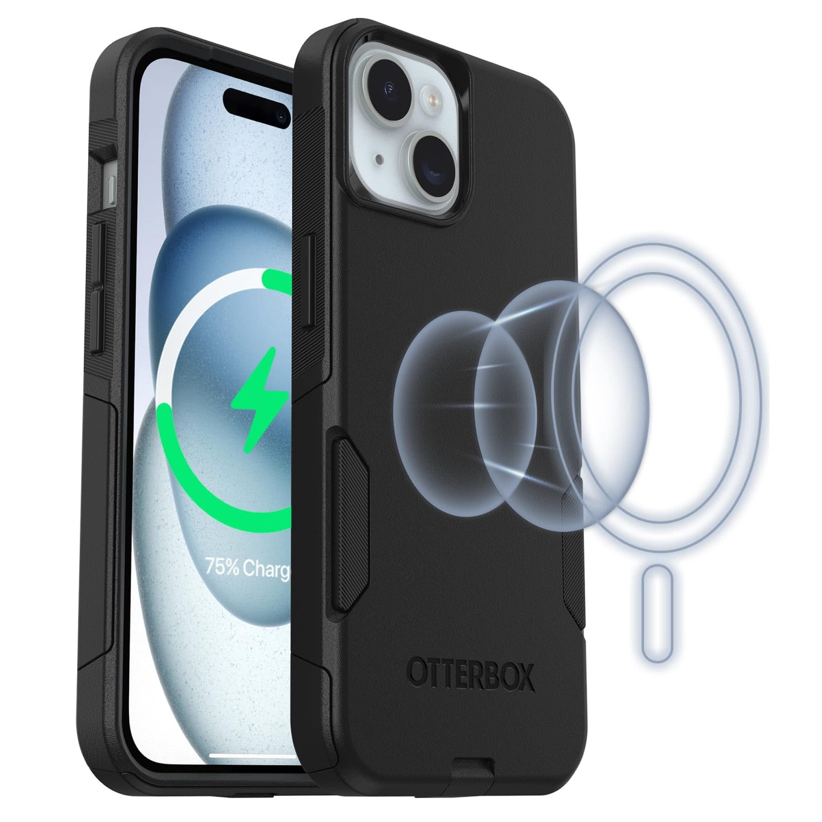 OtterBox iPhone 16e, iPhone 15, iPhone 14, and iPhone 13 Commuter Series Case - MagSafe Edition - Black, Slim & Tough, Pocket-Friendly, with Port Protection