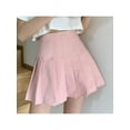 thumbnail image 2 of Women High Waisted Pleated Skirt Plain Plaid A-line Mini Skirt Skater Tennis School Uniform Skirts Lining Shorts, 2 of 3