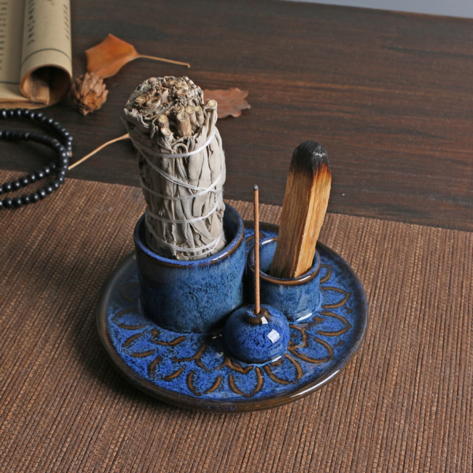 Multifunction Ceramics Incenses Holders Burners Tray Set for Meditations Space for Santo and Sages Incenses