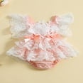 thumbnail image 3 of POINTERTECK Newborn Baby Girl Rompers Dress Floral Lace Ruffles Flying Sleeves Bodysuits, 3 of 9