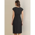 thumbnail image 4 of DARING DIVA Pleated Dress Sleeveless Tie Waist A-Line Dress L Black, 4 of 6