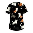 thumbnail image 4 of Scrubs For Women, Cute Animal Print Scrub Top Women-Loose Fit Short Sleeve V Neck Healthcare Uniform With Pocket Scrubs Ladies Tops 3/4 Tops 2025 Yoga Woman Tops Tank (M, Black) ZMTing, 4 of 4