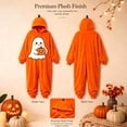 thumbnail image 5 of REDARER Kids Cute Ghost Holding Pumpkin Print Pumpkin Hood Onesie Full Zip with Pockets for Trick or Treat Halloween Party Cosplay Casual Loungewear Pajama Outfit,5-6 Years, 5 of 5