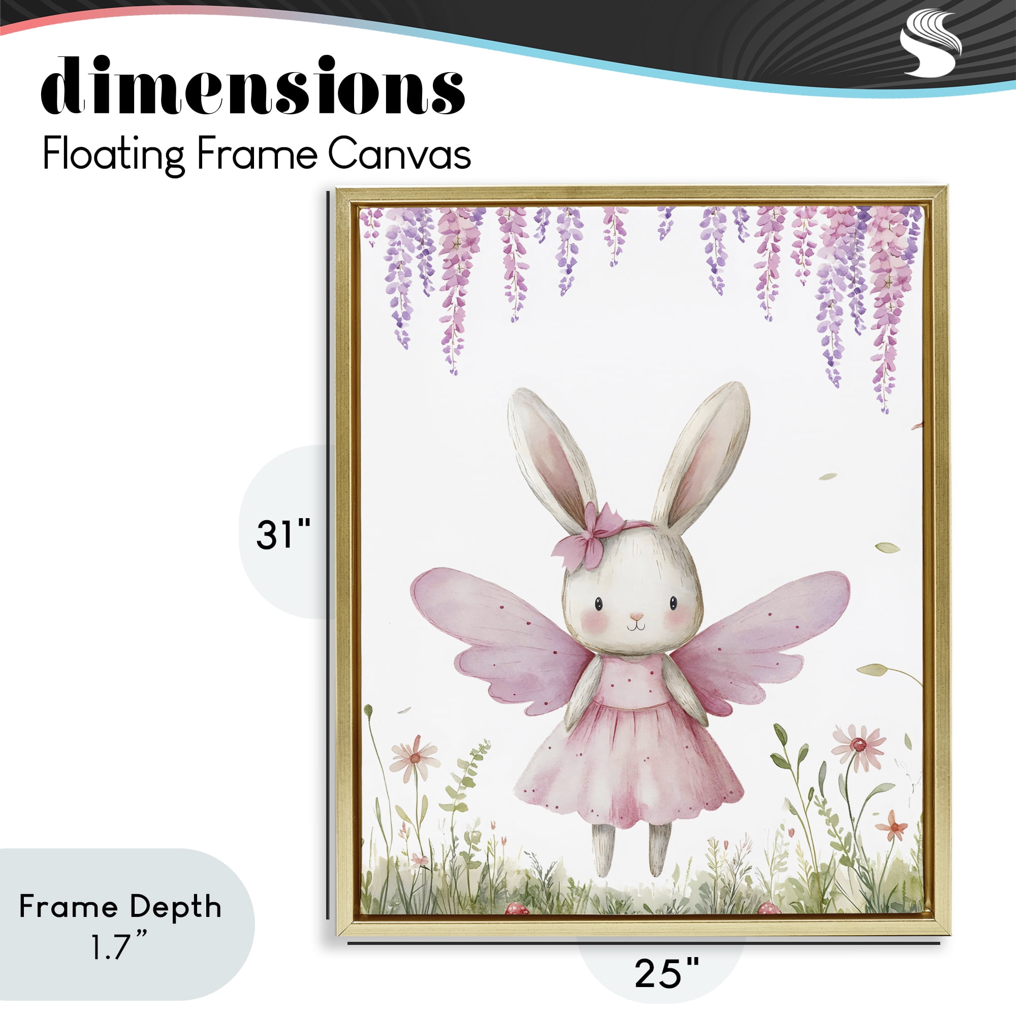 Stupell Industries Woodland Bunny Forest Fairy Gold Framed Floater Canvas Wall Art, design by LSR Design Studio