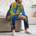 thumbnail image 7 of Susaid Peacocks Print Men's Long Sleeve Pajama Set, Two-Piece Button-Down Loungewear PJs Set, Comfortable Sleepwear for Relaxation-Large, 7 of 7