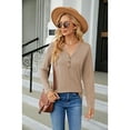 thumbnail image 6 of Anbech Vneck Women Solid Color Shirt Buttons Long Sleeve Blouse Casual Fashion Tops, 6 of 7