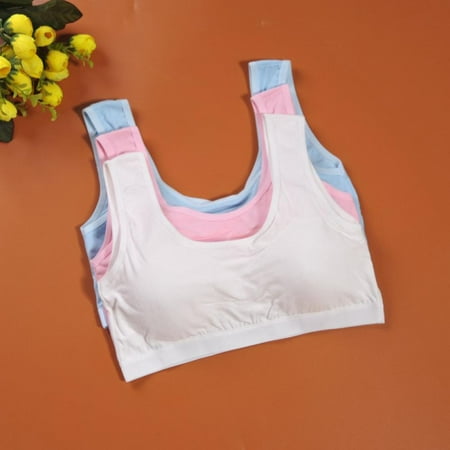 

Youth Girls Cotton Training Bras Wireless Thin Padded Sports Bra(3Pcs)