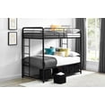 Mainstays Twin over Twin Metal Bunk Bed with Storage Bins, Black