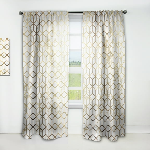 Designart 'Honeycomb Capital Gold VI' Modern & Contemporary Curtain Panel