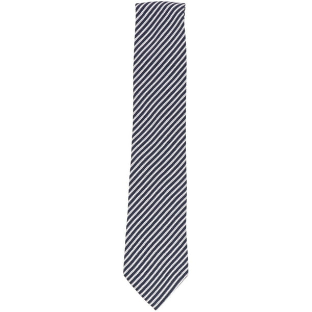 Zegna Men s Solid Navy White Striped Italian Silk Necktie One
