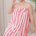 thumbnail image 7 of Kaemgyyd Towel Wrap for Women Cute Bow Plush Bath Robe Lightweight Striped Fuzzy Wrap Around Towels with Pockets, 7 of 7