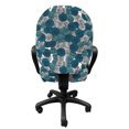 thumbnail image 3 of Botanical Office Chair Slipcover, Doodle Style with Streaks Blooming, Protective Stretch Decorative Fabric Cover, Standard Size, Petrol Blue Pale Taupe, by Ambesonne, 3 of 5