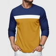 thumbnail image 2 of qolati Mens Long Sleeve Shirts Fashion Patchwork Crew Neck T-Shirt Thick Pullover Basic Tops Casual Comfortable Sweatshirt Yellow XL, 2 of 4