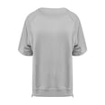 thumbnail image 3 of 50% Off Clearance Fall Sweatshirts for Women Solid Color Threaded Round Neck Mid Sleeve Loose Short Sleeved Sweatshirt For Women Womens Casual Crewneck Sweatshirts, 3 of 8