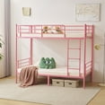 thumbnail image 3 of Ktaxon Metal Twin over Twin Bunk Bed with Ladder and Guardrails, Pink, 3 of 9