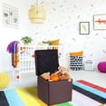 thumbnail image 4 of Gymax Storage Box Ottoman Square Seat Foot Stool Chair Cube Hinge Top Brown, 4 of 10