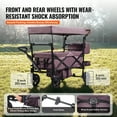 thumbnail image 3 of KFFKFF Wagon Stroller for 2 kids, All-Terrain Stroller Wagon with Detachable Canopy, Parent Organizer, Adjustable Handlebar, Large Capacity Storage Bag, Dark Purple, 3 of 9