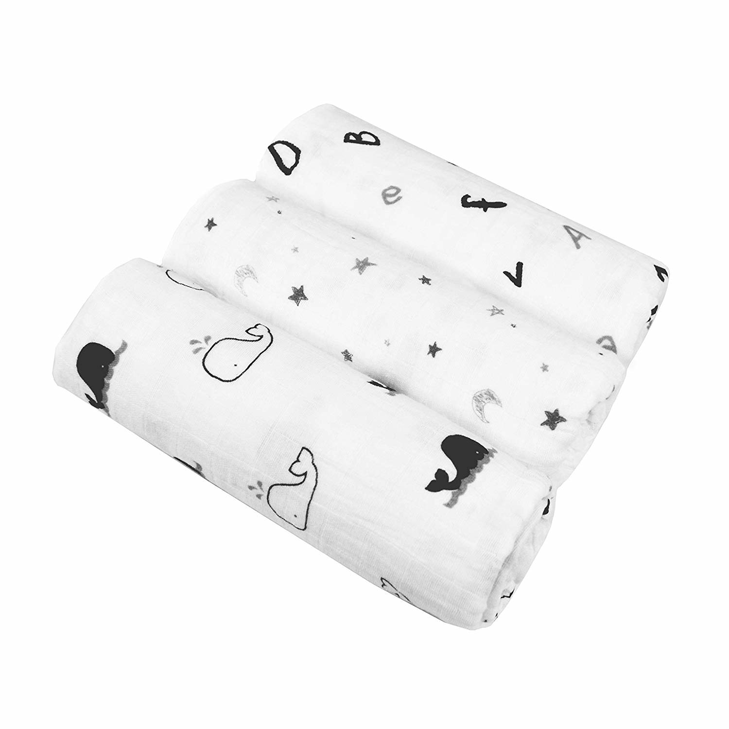 American Baby Company 100 Natural Cotton Muslin Swaddle Blanket, Black