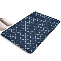 Navy Blue and White Geometric Flannel Non Slip Door Rugs,Washable Door Mats Indoor,Decorative Door Mats,Dirt-Resistant and Absorbent Doormat for Entrance,Bedroom,Kitchen,Bathroom,31.5"x17"