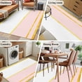 thumbnail image 6 of Gold Lines Washable Area Rugs 2.7'x5', Pink Color Block Rectangular Geometric Modern Low Pile Throw Living Room Rug Non-Slip Sturdy Edge Binding Carpet for Indoor Entryway Bedside Kitchen, 6 of 9