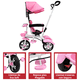 thumbnail image 4 of Triciclo Evolutivo para Niños Giratorio 360 con Luz y Sonido Ruedas de Eva Toldo y Bastón de Empuje - Rosa Claro, 4 of 7