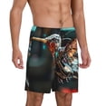 thumbnail image 2 of Balery Futuristic Robot Hummingbird Pantalones cortos de pijama de punto de algodón para hombre con cinturilla y bolsillos-4X-Large, 2 of 6