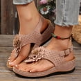 thumbnail image 3 of IUJSOY Flip Flops for Women Orthopedic Sandals Boho Flower Dress Shoes Slingback Wedge Sandals, 3 of 9