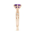 thumbnail image 3 of ANGARA Natural Tapered Shank 1.15 ct Amethyst Solitaire Ring with Diamonds in 14K Rose Gold for Women (Size-7mm) | February Birthstone, Anniversary, Jewelry Gift for Women | Natural Amethyst Ring, 3 of 8