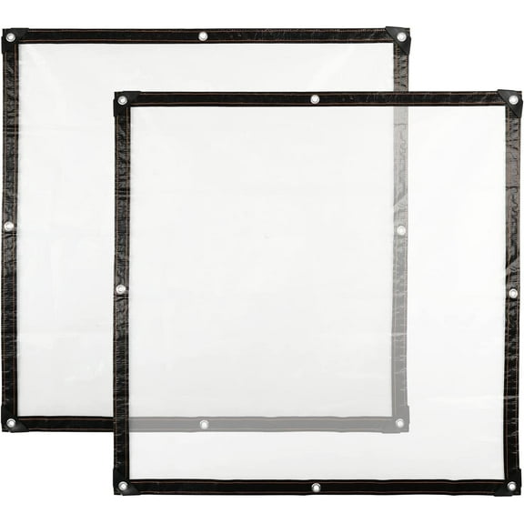 Trianu  2 Pack Clear Tarp 39“ x 39" Heavy Duty Tarp Cover Waterproof Tarpaulin Plastic Tarpaulin with Grommets Multi Purpose for Gardening Camping Traveling