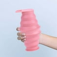 thumbnail image 4 of Pink Collapsible Water Bottle 17oz(500ml) Silicone Foldable Water Bottles for Travel Gym Camping Hiking Reuseable BPA Free Portable LeakProof Sports Water Bottle, 4 of 6