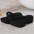 thumbnail image 2 of Slippers for Women,Platform Flip Flop With Arch Support Casual Comfortable Wedge Flip Flops Summer Beach Sandals Thong Slippers,Womens Slippers,Black,6.5, 2 of 9