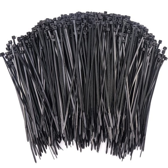 Cable de nailon autoblocante Rienar de 15 cm con cremallera, 1000 unidades, negro