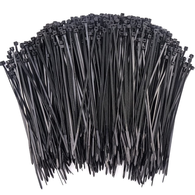 Cable de nailon autoblocante Rienar de 15 cm con cremallera, 1000 unidades, negro