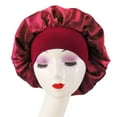 thumbnail image 2 of Toptie Satin Silky Sleep Bonnet Cap with Premium Wide Elastic Band Headwrap for Natural Curly Hair-Dark Purple, 2 of 6